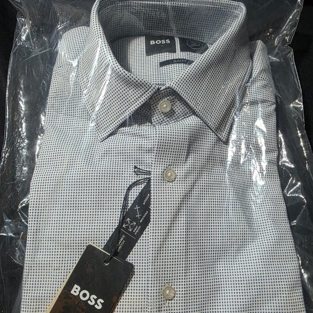 Boss Slim-fit shirt in structured performance-stretch fabric